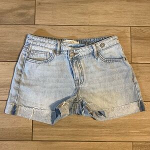 Boutique Criss-Crossed Button Jean Shorts
